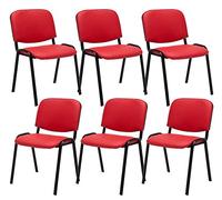 CLP Set 6X Sedie Ufficio Visitatore Ken Imbottite in Similpelle I Sedie Attesa Impilabili E Imbottite I Sedie Impilabili Portata Max 120 kg, Colore:Rosso