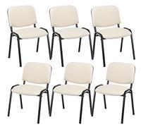 CLP Set 6X Sedie Ufficio Visitatore Ken Imbottite in Similpelle I Sedie Attesa Impilabili E Imbottite I Sedie Impilabili Portata Max 120 kg, Colore:Crema