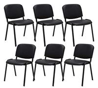 CLP Set 6x Sedie Ufficio Visitatore Ken Imbottite In Similpelle I Sedie Attesa Impilabili E Imbottite I Sedie Impilabili Portata Max 120 KG | Colore nero