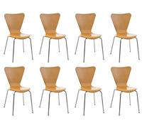 CLP Set 8X Sedie Impilabili Calisto in Legno E Telaio in Metallo I Sedia Conferenza Salvaspazio, Facile da Pulire I Sedia Classica Riunioni, Colore:Natura