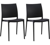CLP Set da 2 sedie da giardino Meton con schienale, impilabili, resistenti alle intemperie e ai raggi UV, fino a 150 kg Colore:nero
