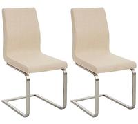 CLP Set da 2 sedie da Pranzo Belfort Tessuto, sedie Moderne con Imbottitura e Schienale Alto, Robusto Telaio in Acciaio Inossidabile, Colore:Crema
