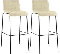 CLP 2 Sgabelli Alti Hover in Stoffa I Set 2 Sgabelli Bar Design Alt 76 CM I Sedie Sgabello Ergonomiche, Colore:Crema, Colore del Telaio:Nero
