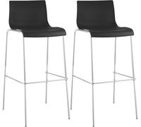 CLP 2 Sgabelli Alti Hover in Polipropilene I Set 2 Sgabelli Bar Design I Sedie Sgabello con Schienale, Colore:Nero, Colore del Telaio:Cromo
