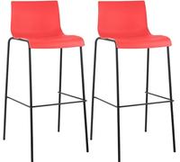 CLP Sgabelli Alti Hover – Set da 2 in Polipropilene con Schienale, Rosso, Telaio Nero