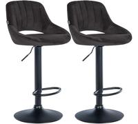 CLP Set da 2 sgabelli da bar Milet in velluto, regolabili in altezza, girevoli, con schienale Colore nero Materiale base Metallo nero opaco