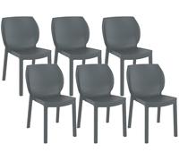 CLP Set da 6 sedie da giardino Nora impilabili e resistenti alle intemperie, sedie da terrazzo moderne anti UV, sedie outdoor in plastica, Colore:grigio scuro