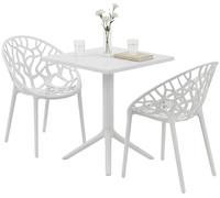 CLP Set da Giardino Neriva Resistente alle intemperie, con 2 sedie e Tavolo Quadrato, salottino 3 Pezzi per Giardino, terrazza e Balcone, Colore:Bianco