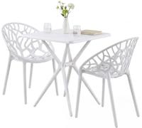 CLP Set da giardino resistente alle intemperie con tavolo e 2 sedie impilabili Lumera, in plastica, portata fino a 150 kg Colore:bianco