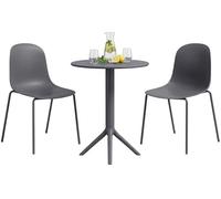 CLP Set da Giardino Torin con 2 sedie e Tavolo, per Interno ed Esterno, plastica Resistente alle intemperie, impilabile, Balcone, terrazza, Colore:Grigio Scuro
