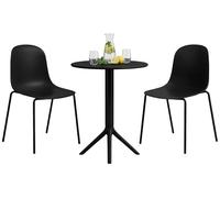 CLP Set da Giardino Torin con 2 sedie e Tavolo, per Interno ed Esterno, plastica Resistente alle intemperie, impilabile, Balcone, terrazza, Colore:Nero