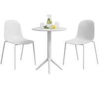 CLP Set da Giardino Torin con 2 sedie e Tavolo, per Interno ed Esterno, plastica Resistente alle intemperie, impilabile, Balcone, terrazza, Colore:Bianco