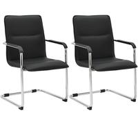 CLP Set di 2 sedie a sbalzo con braccioli Seattle, sedie da Pranzo Moderne rivestite in Similpelle, Telaio Cromato, Colore:Nero