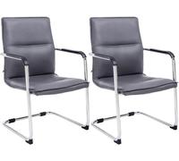 CLP Set di 2 sedie a sbalzo con braccioli Seattle, sedie da Pranzo Moderne rivestite in Similpelle, Telaio Cromato, Colore:Grigio