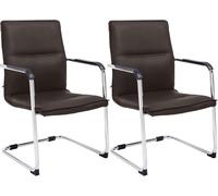 CLP Set di 2 sedie a sbalzo con braccioli Seattle, sedie da pranzo moderne rivestite in similpelle, telaio cromato, Colore:marrone