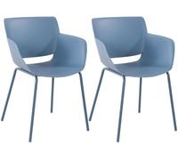 CLP Set di 2 sedie Alpena Sedia da esterno completamente resistente alle intemperie e ai raggi UV Struttura della sedia in acciaio verniciato Colore:blu