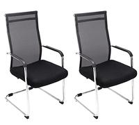 CLP Set di 2 sedie Brenda a sbalzo con braccioli e rivestimento in rete I Sedie visitatore con protezioni per il pavimento, Colore:nero