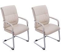 CLP Set Di 2 Sedie Da Conferenza A Sbalzo XXL Anu on Rivestimento In Similpelle I Easy Care Con Braccioli, Colore:crema