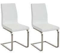 CLP Set di 2 sedie da Pranzo Belfort con Rivestimento in Similpelle e tappezzeria di Alta qualità I Sedia a sbalzo con Struttura in Acciaio Inox, Colore:Bianco