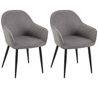 CLP Set di 2 sedie da pranzo Boise con rivestimento in tessuto I Sedie imbottite con robusta struttura in metallo, Protezioni per pavimenti, Colore:grigio scuro