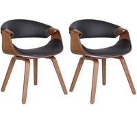 CLP Set di 2 sedie da pranzo Foley in ecopelle o tessuto I Sedia da cucina con braccioli e struttura in legno, Colore:quercia/nero, Materiale:Ecopelle