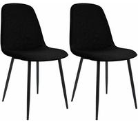 CLP Set di 2 sedie da Pranzo Imbottite Maryam, Sedia da Cucina con Schienale e Struttura in Metallo Nero, Supporta Fino a 150 kg, Colore:Nero, Materiale:Stoffa