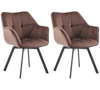 CLP Set di 2 sedie da pranzo Jordi in velluto | Poltrona girevole per soggiorno e zona pranzo | Design ergonomico, portata fino a 150 kg, Colore:marrone
