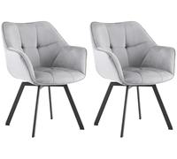 CLP Set di 2 sedie da pranzo Jordi in velluto | Poltrona girevole per soggiorno e zona pranzo | Design ergonomico, portata fino a 150 kg, Colore:grigio scuro