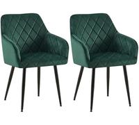CLP Set di 2 sedie da pranzo Monett I Sedie imbottite con rivestimento in velluto I Con robusta struttura in metallo, Colore:verde, Materiale base:Metallo nero opaco