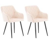 CLP Set di 2 sedie da Pranzo Shila I Rivestimento in Tessuto o Velluto I Sedia Imbottita con braccioli, Colore:Beige, Materiale:Velluto
