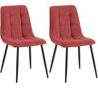 CLP Set di 2 sedie da pranzo Tilde I Sedie da cucina imbottite con rivestimento trapuntato I Sedie imbottite con struttura in metallo, Colore:bordeaux, Materiale:Cordone
