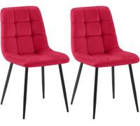 CLP Set di 2 sedie da pranzo Tilde I Sedie da cucina imbottite con rivestimento trapuntato I Sedie imbottite con struttura in metallo, Colore:rosso, Materiale:Velluto