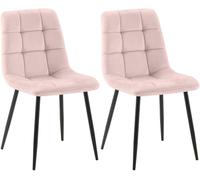 CLP Set di 2 sedie da pranzo Tilde I Sedie da cucina imbottite con rivestimento trapuntato I Sedie imbottite con struttura in metallo, Colore:rosa, Materiale:Velluto
