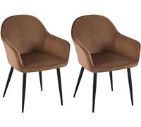 CLP Set di 2 sedie da sala da pranzo Boise in velluto I Sedia da cucina con braccioli e robusta struttura in metallo, Colore:marrone