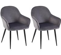 CLP Set di 2 sedie da sala da pranzo Boise in velluto I Sedia da cucina con braccioli e robusta struttura in metallo, Colore:grigio scuro