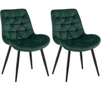 CLP Set di 2 sedie da Sala da Pranzo Rossford in Velluto I Sedia con Schienale I Poltrona con Protezioni per Il Pavimento I Portata Fino a 150 kg, Colore:Verde