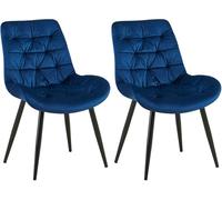 CLP Set di 2 sedie da Sala da Pranzo Rossford in Velluto I Sedia con Schienale I Poltrona con Protezioni per Il Pavimento I Portata Fino a 150 kg, Colore:Blu Scuro
