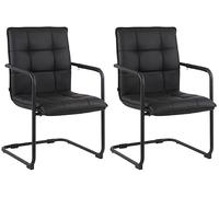 CLP Set di 2 sedie Gandia – similpelle, sedia a sbalzo con braccioli imbottite – nero