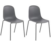 CLP Set di 2 Sedie Hardin, impilabili e resistenti alle intemperie, ideale per balcone, terrazza e sala da pranzo, Colore:grigio scuro