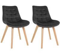 CLP Set di 2 sedie in velluto Brook I Sedia da pranzo con struttura in legno I Sedia da cucina con seduta trapuntata, Colore:nero