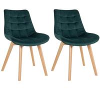 CLP Set di 2 sedie in velluto Brook I Sedia da pranzo con struttura in legno I Sedia da cucina con seduta trapuntata, Colore:verde
