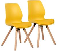 CLP Set di 2 sedie Luna - Scocca in 4 Varianti - Seduta Imbottita in plastica, Tessuto, Velluto ed Ecopelle, Colore:Giallo, Materiale:Plastica
