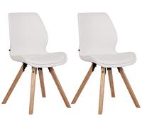 CLP Set di 2 sedie Luna - Scocca in 4 Varianti - Seduta Imbottita in plastica, Tessuto, Velluto ed Ecopelle, Colore:Bianco, Materiale:Ecopelle