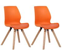 CLP Set di 2 sedie Luna - Scocca in 4 Varianti - Seduta Imbottita in plastica, Tessuto, Velluto ed Ecopelle, Colore:Arancione, Materiale:Plastica