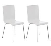 CLP - Set di 2 sedie Pepe per sala d'attesa, in legno, robuste, con gambe stabili in metallo, altezza seduta 45 cm, 12 colori a scelta bianco