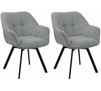 CLP Set di 2 sedie per sala da pranzo Jordi Cord I Sedia imbottita girevole I Poltrona con struttura in metallo a 4 gambe, Colore:grigio