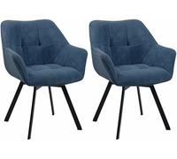 CLP Set di 2 sedie per sala da pranzo Jordi Cord I Sedia imbottita girevole I Poltrona con struttura in metallo a 4 gambe, Colore:blu