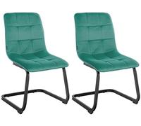 CLP Set di 2 sedie per sala da pranzo Vermont Con rivestimento in velluto I Sedia a sbalzo imbottita, Colore:verde