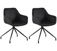 CLP Set di 2 sedie per Sala da Pranzo Welby I Poltrona Girevole Moderna con Rivestimento I Sedia Girevole Imbottita con Portata Fino a 150 kg, Colore:Nero