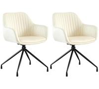 CLP Set di 2 sedie per Sala da Pranzo Welby I Poltrona Girevole Moderna con Rivestimento I Sedia Girevole Imbottita con Portata Fino a 150 kg, Colore:Crema